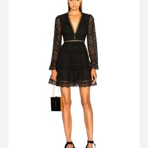 Zimmermann Black Lace Tiered Mini Dress